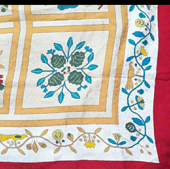 Laura Biagiotti silk scarf block floral animals - Picture 12 of 13